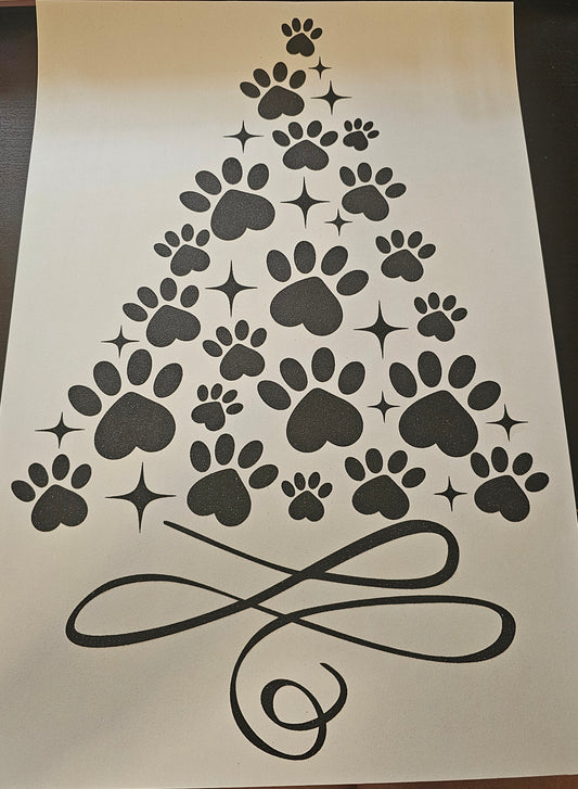 Paws Christmas Tree in Black - Transfer