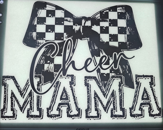 Cheer Mama Bow Checkered - Transfer