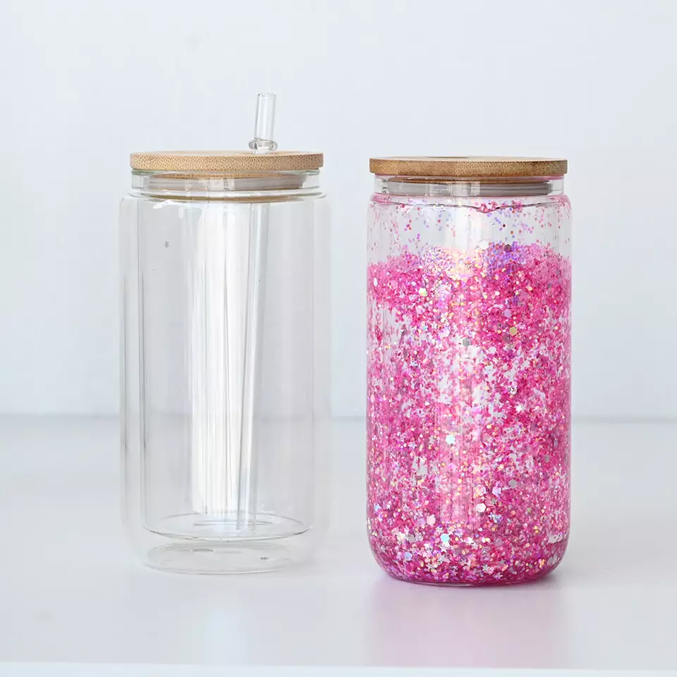 16 oz snowglobe glass cup