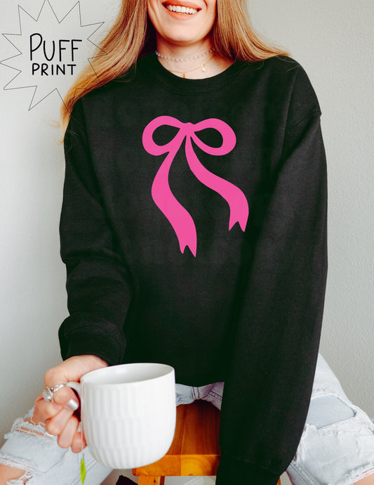Pink Bow Puff Print - Transfer
