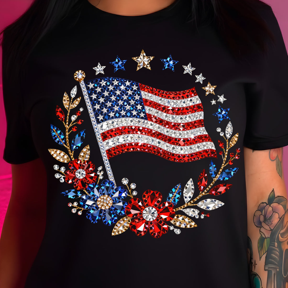 American Flag Gems (not actual) - Transfer