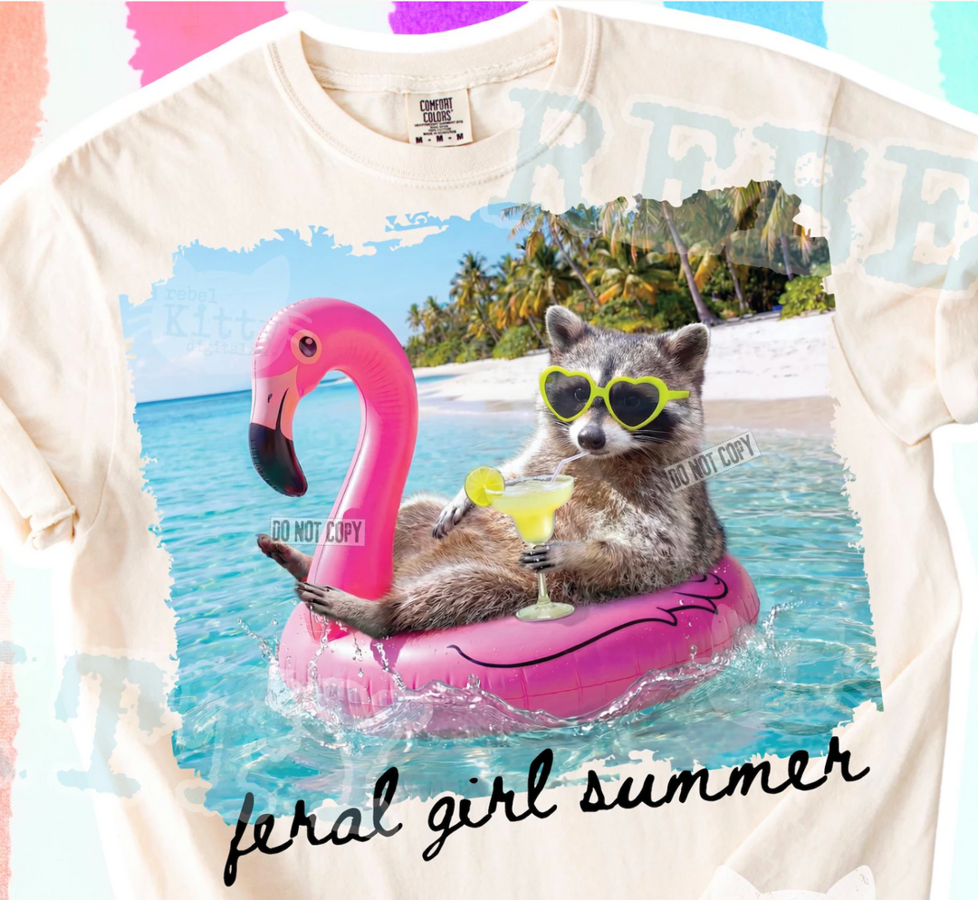 Feral Girl Summer Raccoon - Transfer
