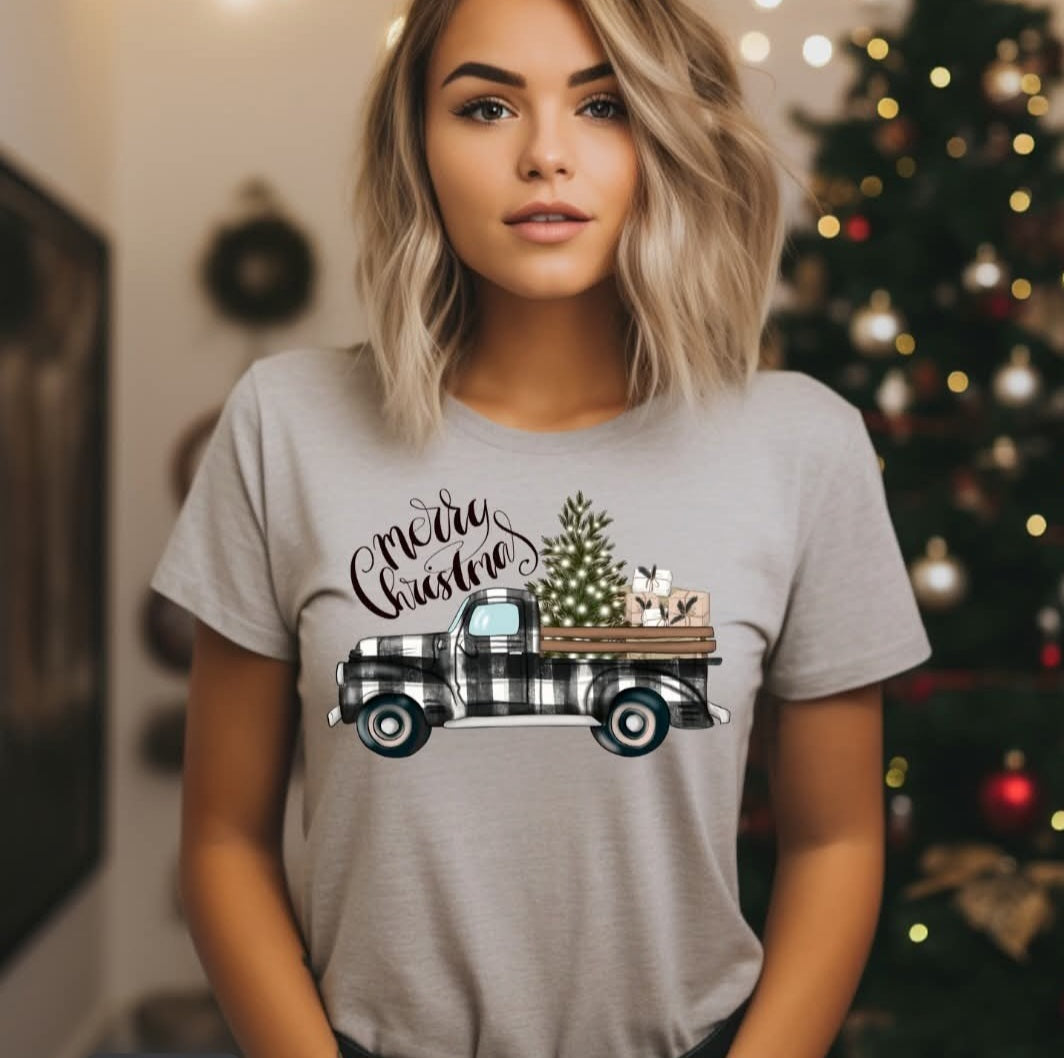 Merry Christmas Plaid Truck - Transfer