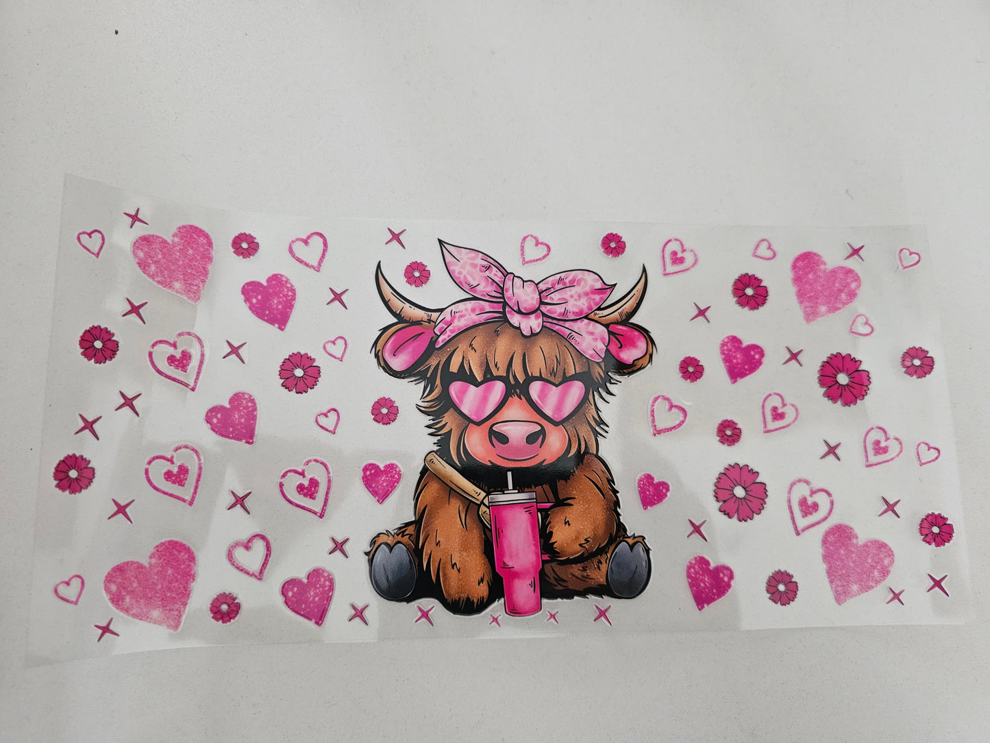 Highland Cow Pink Bow
