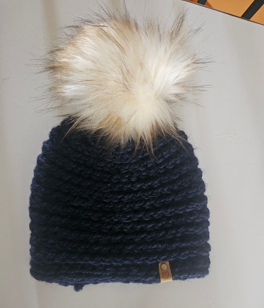 Ready to Ship - Crochet Beanie Hat with removeable Pom