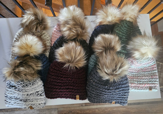 Ready to Ship - Crochet Beanie with removeable Pom