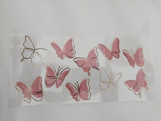 Pink Butterflies with Gold