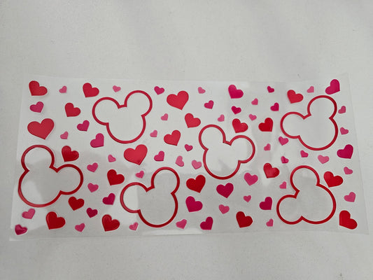 Red Mouse Head and Hearts