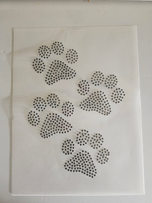 Paw Print Black Rhinestone - Transfer