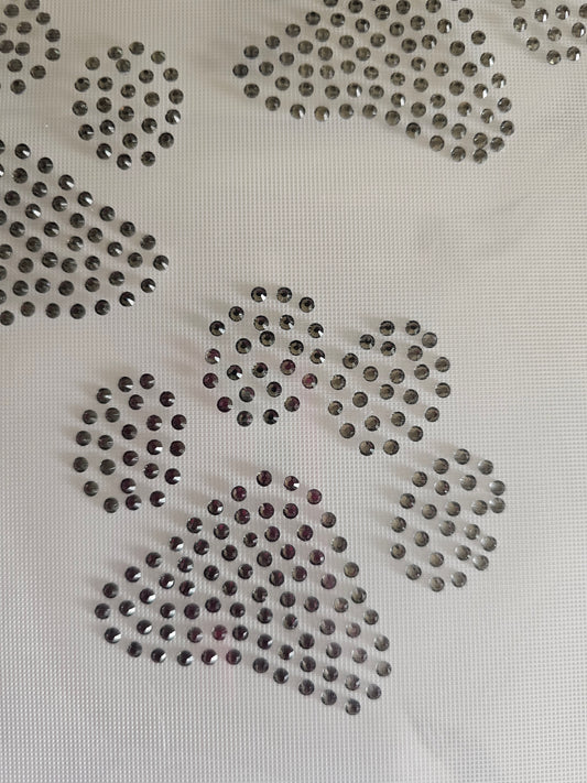 Paw Print Black Rhinestone - Transfer