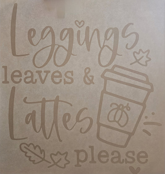 Leggings Leaves & Lattes Please in White - Transfer