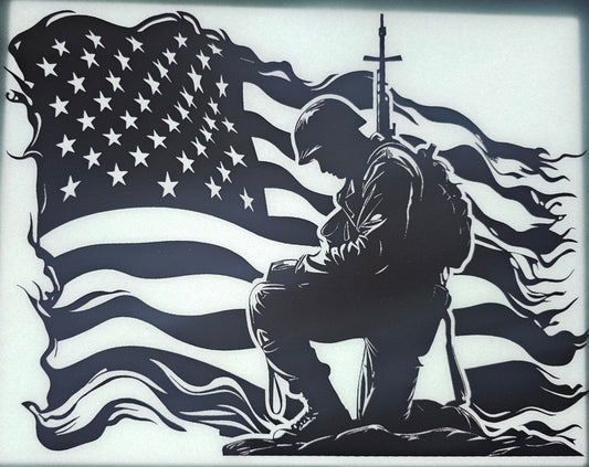 Soldier on knee American Flag - Transfer