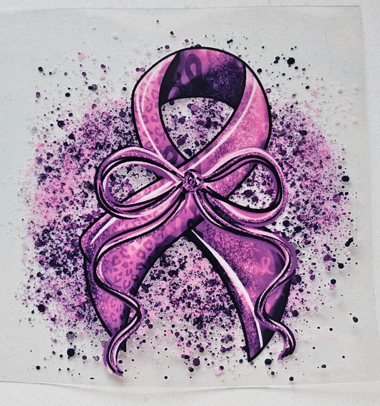 Purple Ribbon with Bow - 16 oz UV DTF Decal