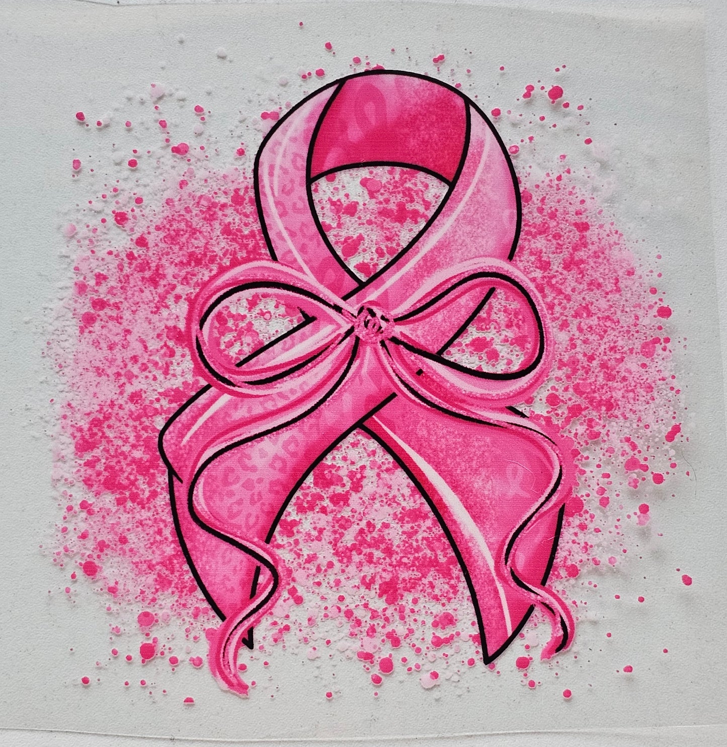 Pink Ribbon with Bow - 16 oz UV DTF Decal
