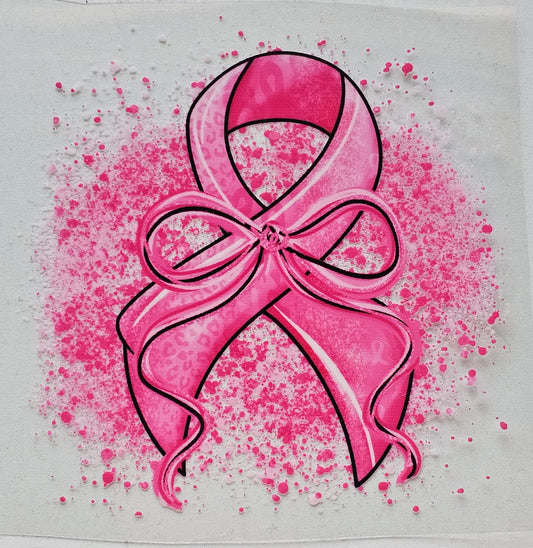 Pink Ribbon with Bow - 16 oz UV DTF Decal