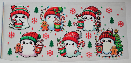 Ghosts Christmas Style - 16 oz UV DTF Wrap