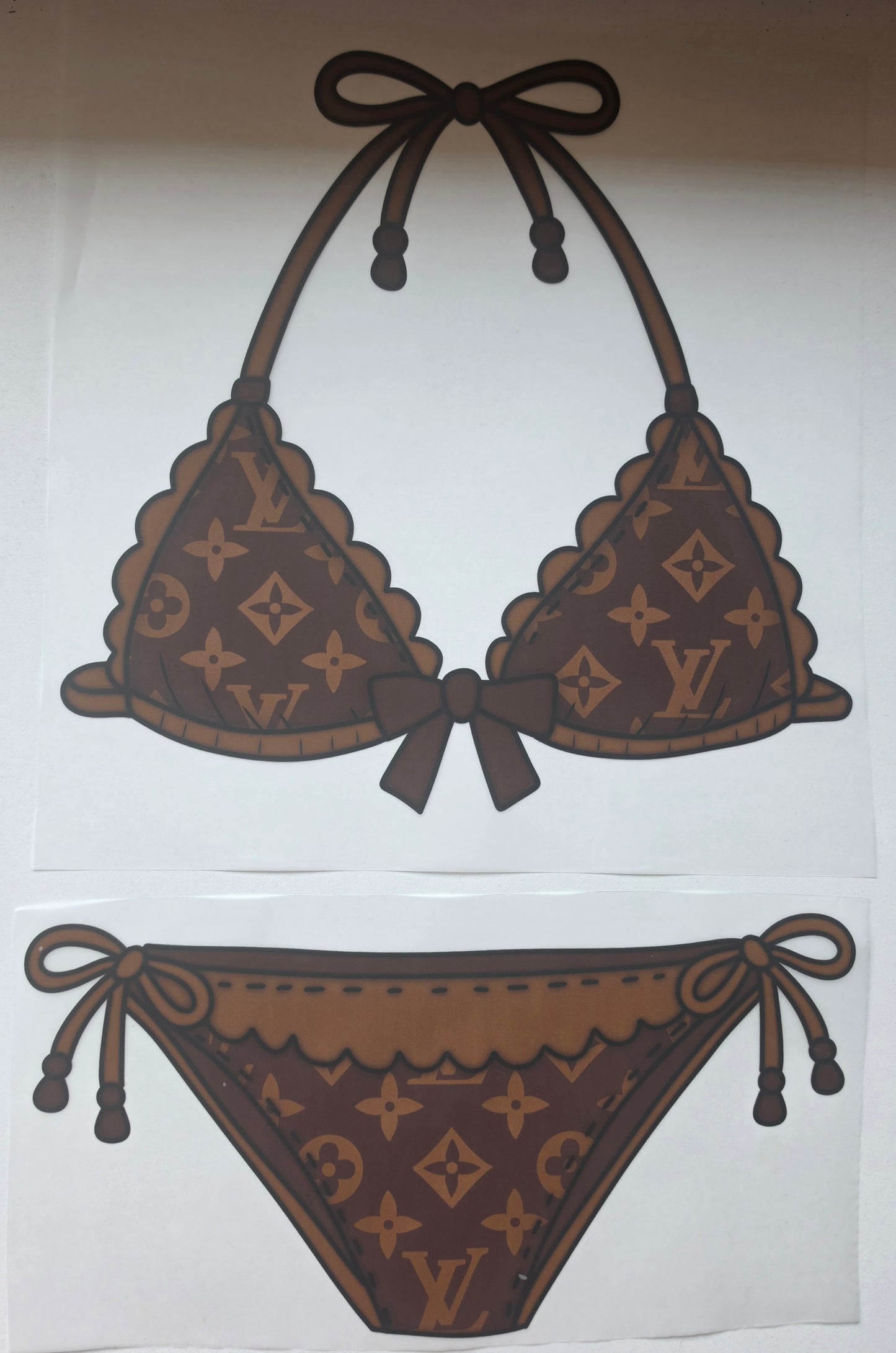 Purse Bikini Brown Top and Bottom Swim cover up - Transfer