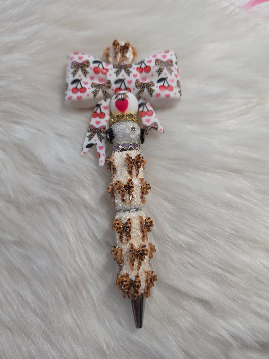 Ready to Ship - Leopard Bows with Cherries Bow Clay Pen