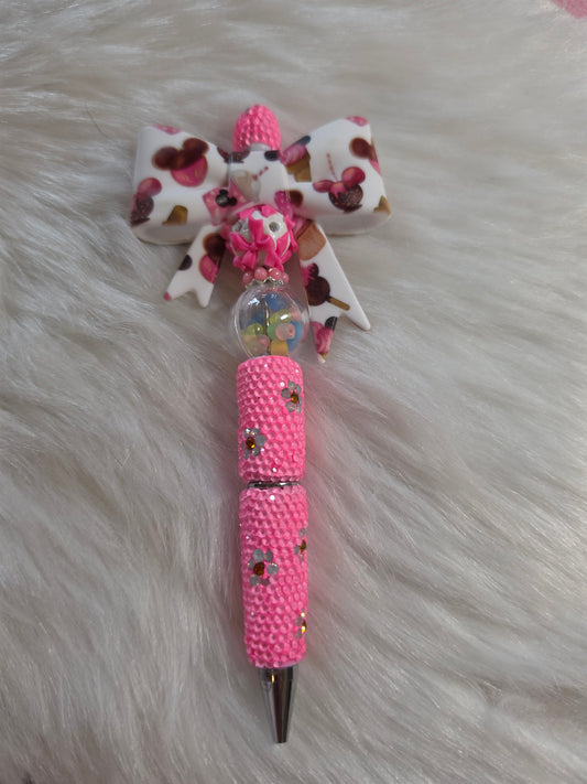 Ready to Ship - Mouse with Snacks Bow on Pink Pen