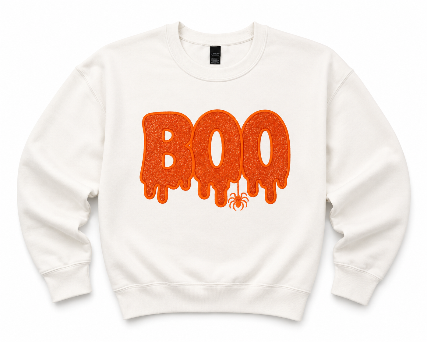 Boo Embroidered Orange Glitter Sweatshirt Large - Ready to Ship