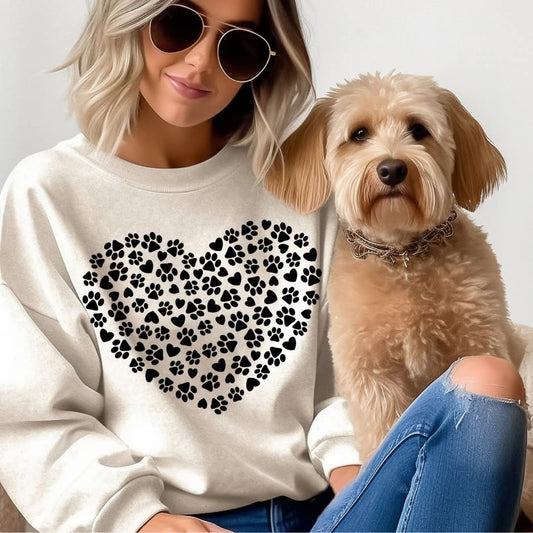 Paw Prints in Heart shape - Transfer