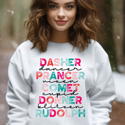 Dasher Dancer Prancer Vixen Reindeer - Transfer