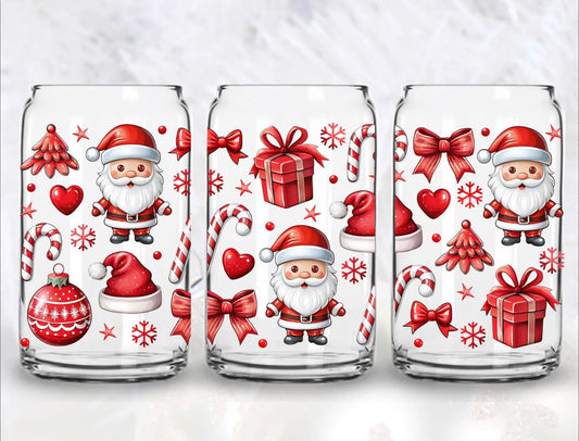 Santa, Candy Canes, Bows - 16 oz UV DTF Wrap