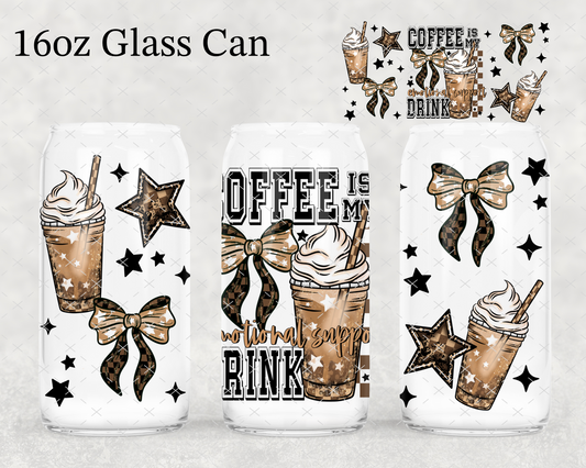 Coffee Is My Emotional Support Drink - 16 oz UV DTF Wrap