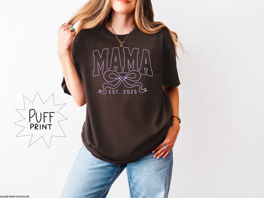 Mama Est 2025 Purple Puff Print - Transfer