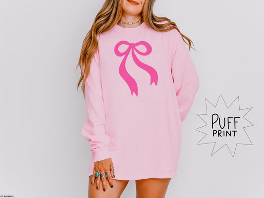 Pink Bow Puff Print - Transfer