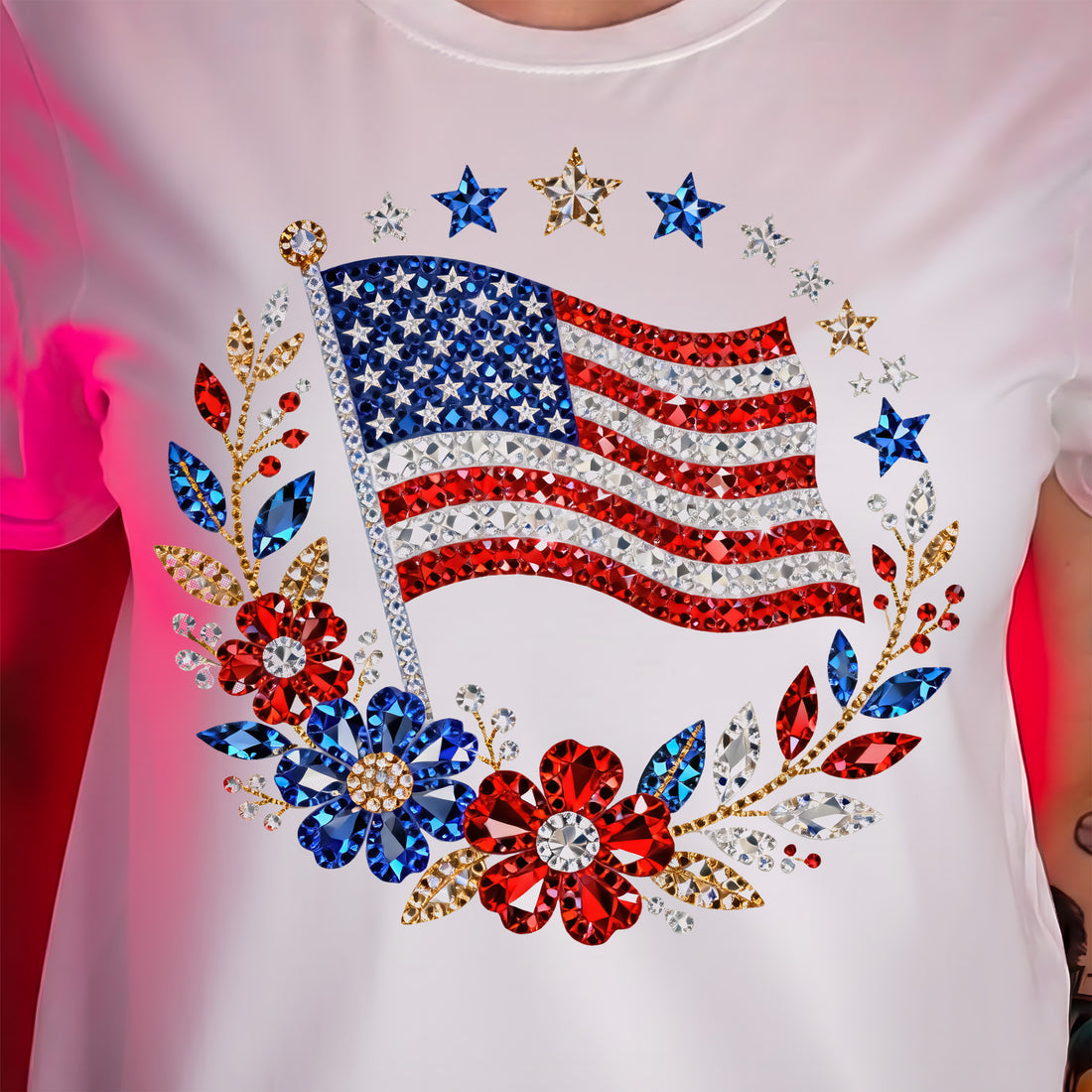 American Flag Gems (not actual) - Transfer