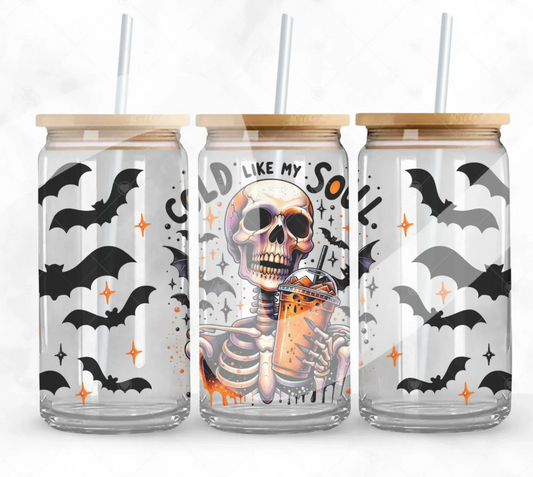 Cold Like My Soul Skeleton - 16 oz UV DTF Wrap