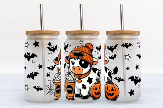 Cow Beanie Coffee - 16 oz UV DTF Wrap