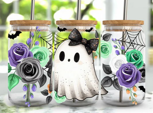 Black Bow Roses Ghost - 16 oz UV DTF Wrap