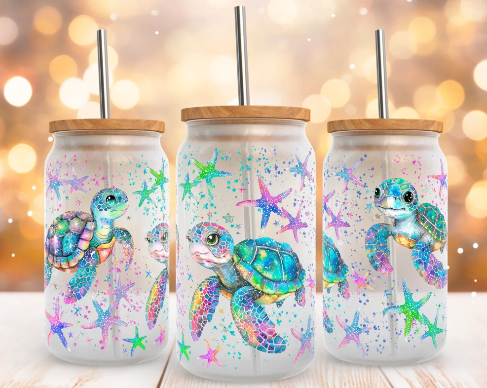 Bright Baby Turtles - 16 oz UV DTF Wrap