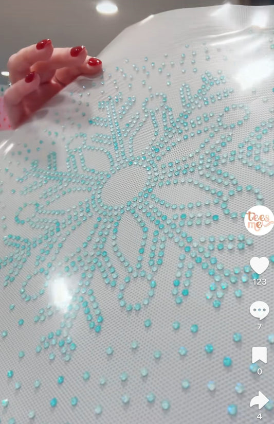 Snowflake Scatter Rhinestone in Sparkly Sky Blue - Transfer
