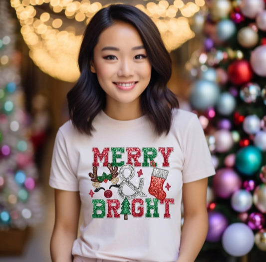Merry & Bright Reindeer Stocking Sparkle - Transfer