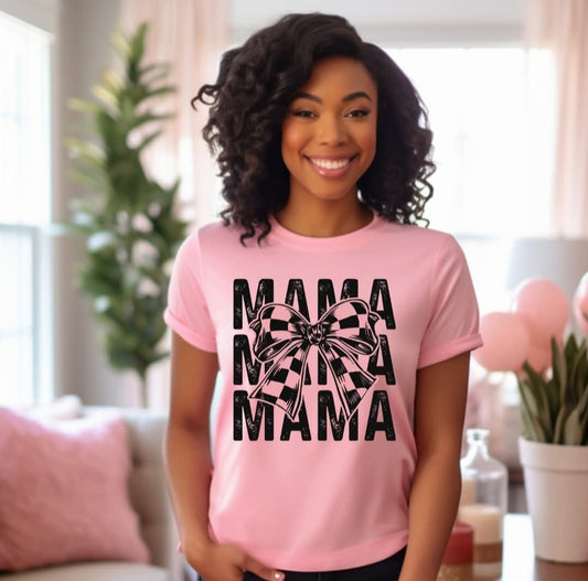 Mama Checkered Bow - Transfer