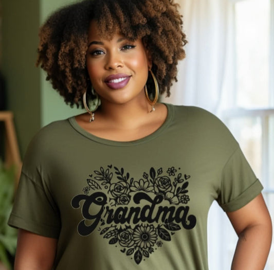 Grandma Heart with flowers - Transfer