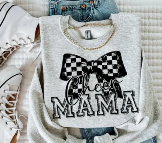 Cheer Mama Bow Checkered - Transfer