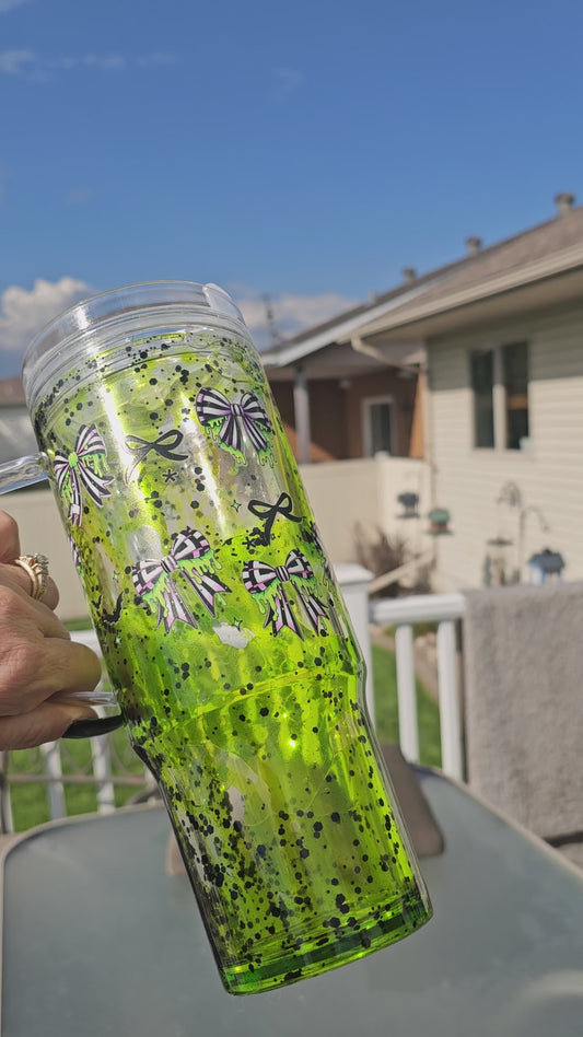 Ready to ship B Juice 40 oz Acrylic Tumbler Snowglobe with handle, lid and straw