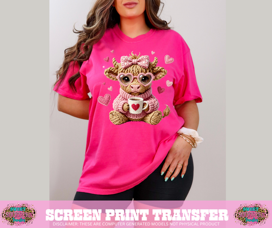 Cow with heart and bow - Transfer