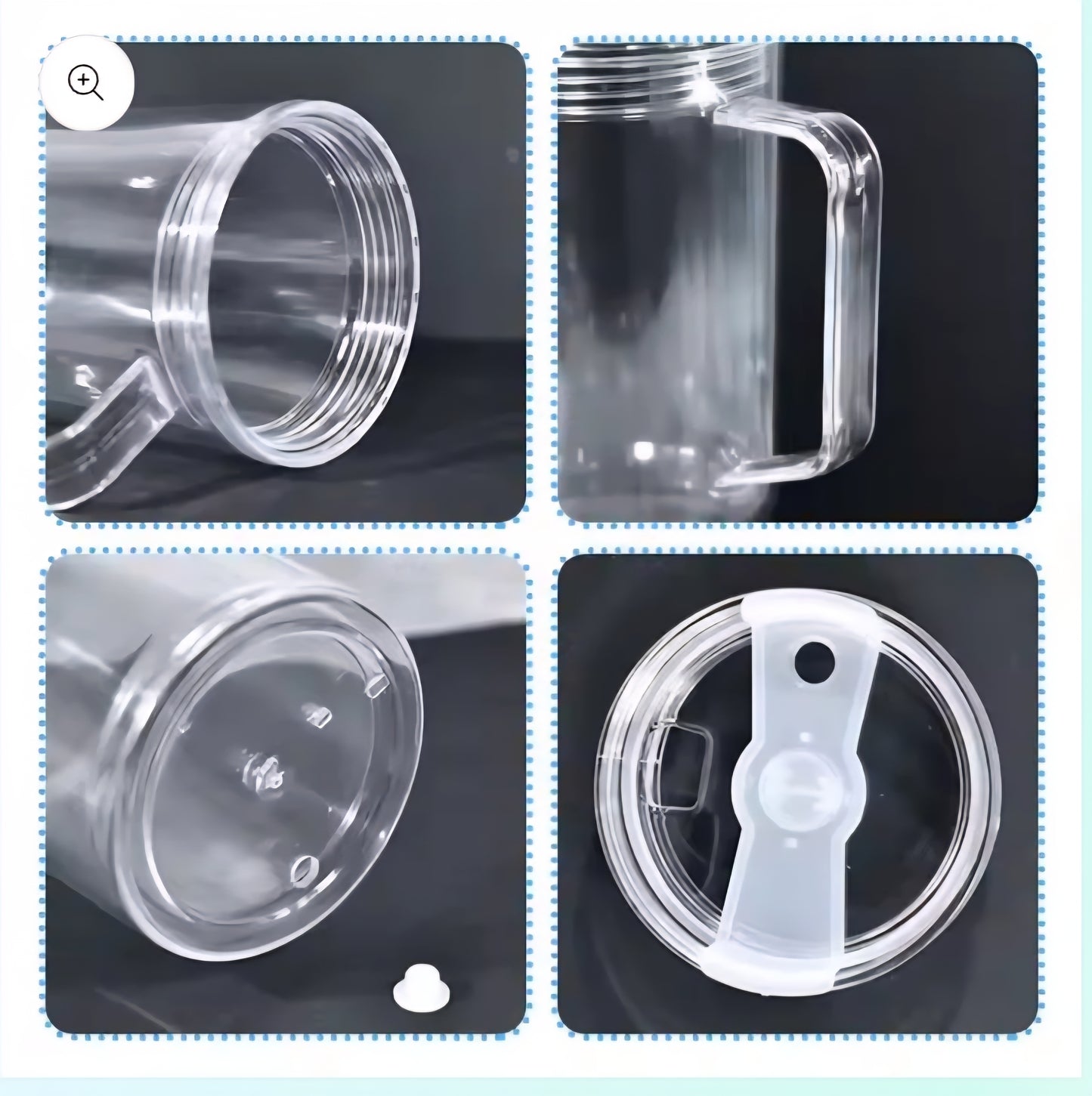 40 oz Acrylic Tumbler Snowglobe with handle, lid and straw