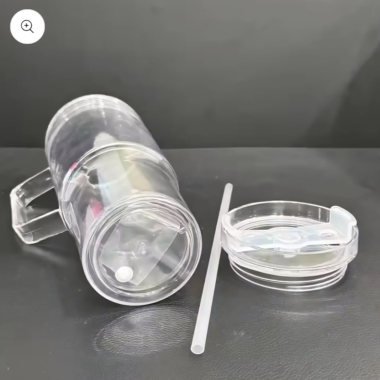 40 oz Acrylic Tumbler Snowglobe with handle, lid and straw