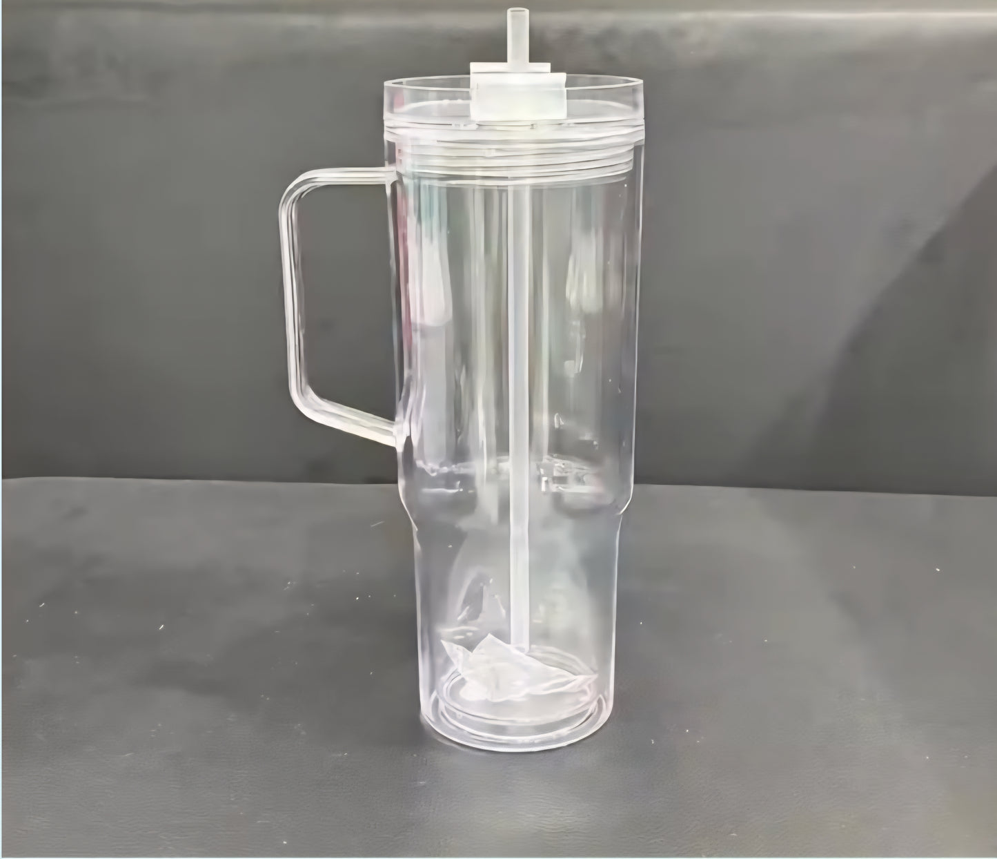 40 oz Acrylic Tumbler Snowglobe with handle, lid and straw